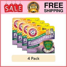 4 Box ARM  HAMMER Forever Clumping Cat Litter, Lavender Essential Oils, 20 lb