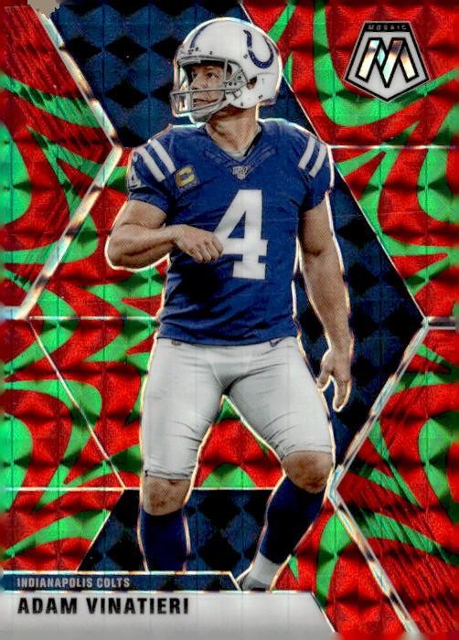 2020 Panini Mosaic #95 Adam Vinatieri Prizm Reactive Green