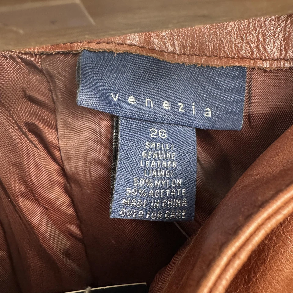Pantalones de cuero Venezia de colección para mujer 26 100 % cuero rectos occidentales talla grande NUEVO Foto 3 de 4