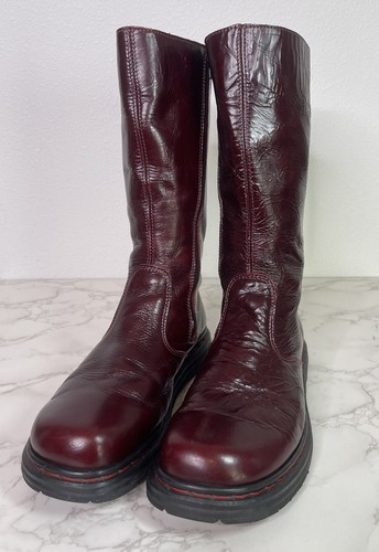 Vintage Y2K Dr Martens 9777 Mid-Calf Burgundy Red Boots 8 - Bild 4 von 11