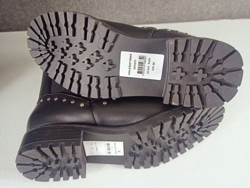 BNIB City Chic Size 39 8 Wide Fit MINKE Ankle Boot Black Biker Silver Studs - Picture 17 of 20