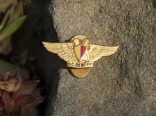 VINTAGE ENAMEL AUTOMOBILE CAR PIN / BUTTON # MOTOR CLUB BERGAMO ITALY ITALIA