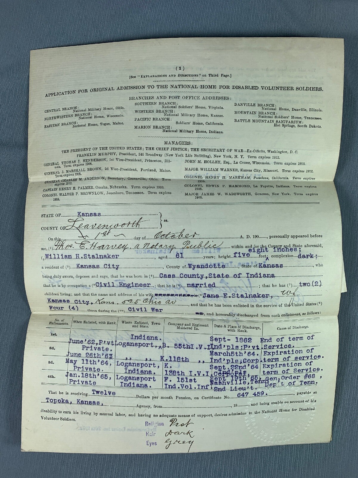 Civil War Veteran Papers Pension National Home For Disabled Veterans eBay