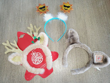 3 HEADBANDS BOY GIRL 1 NEW REINDEER GOLD ANTLERS GREAT WOLF LODGE SUNSHINE EMOJI