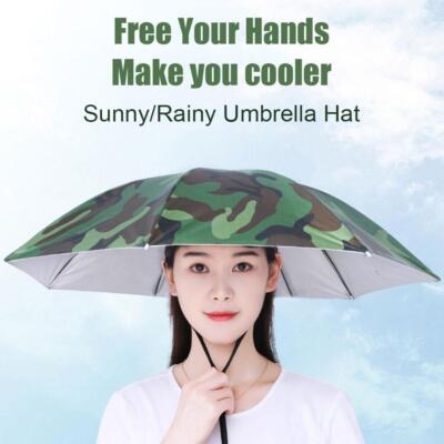 Umbrella Hat Kamo Adult Size Unisex Polyester Foldable Large Rain Sun Hat  NEW