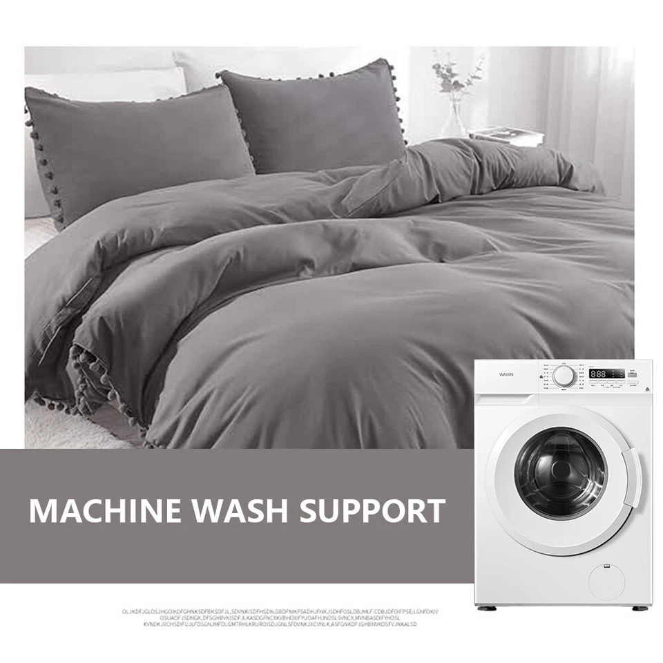 Gray Duvet Cover 2/3 Pcs Soft Bedspread Soft Duvet Bedding Sets Twin-King Size - Image 3 of 4