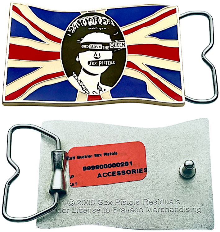 SEX PISTOLS BELT BUCKLE ~ GOD SAVE THE QUEEN ~ EMBOSSED METAL   