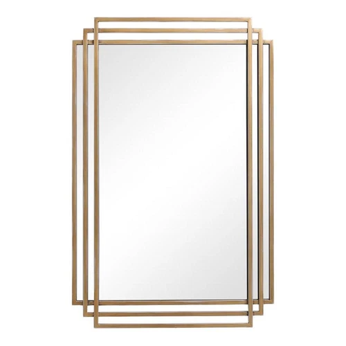 Uttermost Amherst Iron Metal & MDF Mirror with Silver Highlights in Brushed Gold - Picture 1 of 9