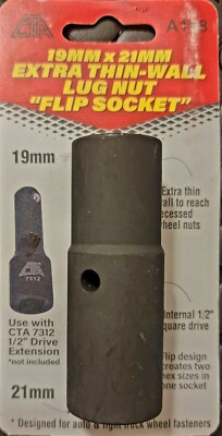 CTA A168 19mm x 21mm Extra Thin-wall Lug Nut ''Flip Socket''