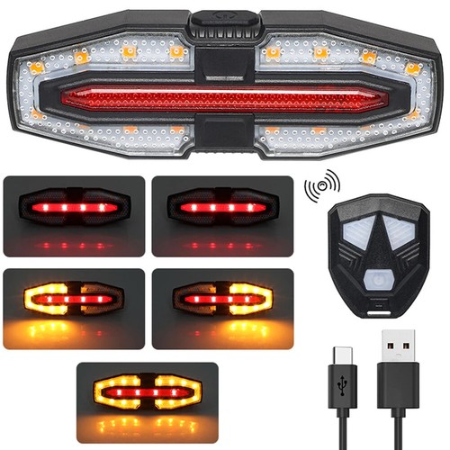 Rechargeable Bike Tail Light with Turn Signal Rear Light Wireless Remote Control
