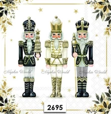(2695) TWO Paper LUNCHEON Decoupage Art Craft Napkins - CHRISTMAS NUTCRACKERS