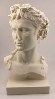 ROMAN SCULPTURE AUGUSTUS CROWNED 8.6 INCH/225 MM, MUSEUM REPRODUCTION
