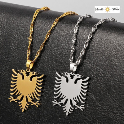Eagle Pendant Necklace for Men Women Coat of Arms Double Headed Eagle Necklace