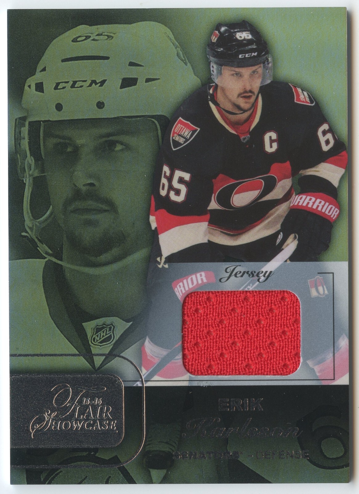 FILA 2015 16 Upper Deck Fleer Flair Showcase Erik Karlsson Row 1 #6 Jersey Card