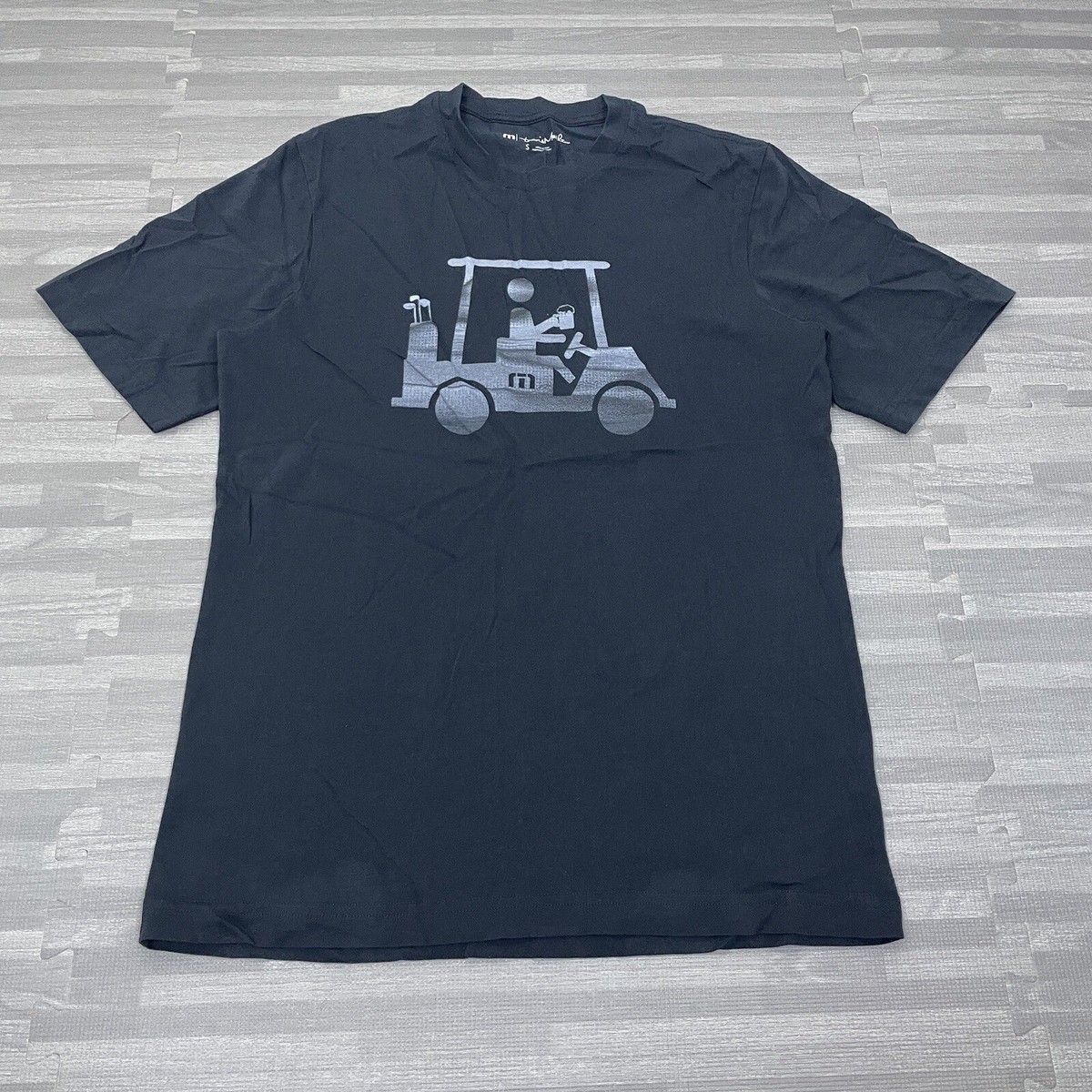 Travis Mathew Golf Cart Beer T-Shirt Mens Small Black Pima Cotton