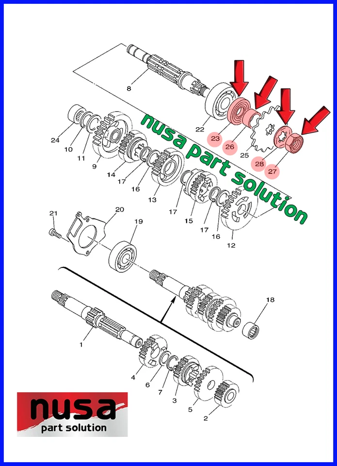 Yamaha RX115 RX135 Sprocket Drive Seal Collar Washer and Nut Set Genuine (Qty 4) - Image 2 of 2