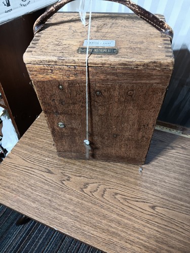 Antique Mining Solar Survey Surveying Transit Brass Atlas With Wood Box And Key - Picture 7 of 7