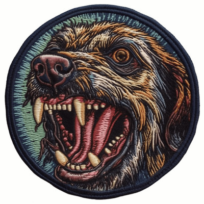 Dog Patch Iron-on Applique Halloween  Mutated Zombie Infected Animal Badge