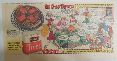 Armour's Treat Ad: Treet For A Halloween Party from 1945 Size: 7.5  x 15 inches