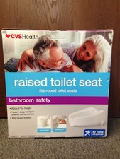 CVS Health Raised Toilet Seat, Fits Round Toilet Seat, Molded Plastic, 250 lb...
