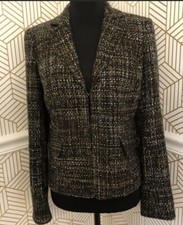 Jones Wear Blazer Women's Size 6 Black Beige Tweed NICE