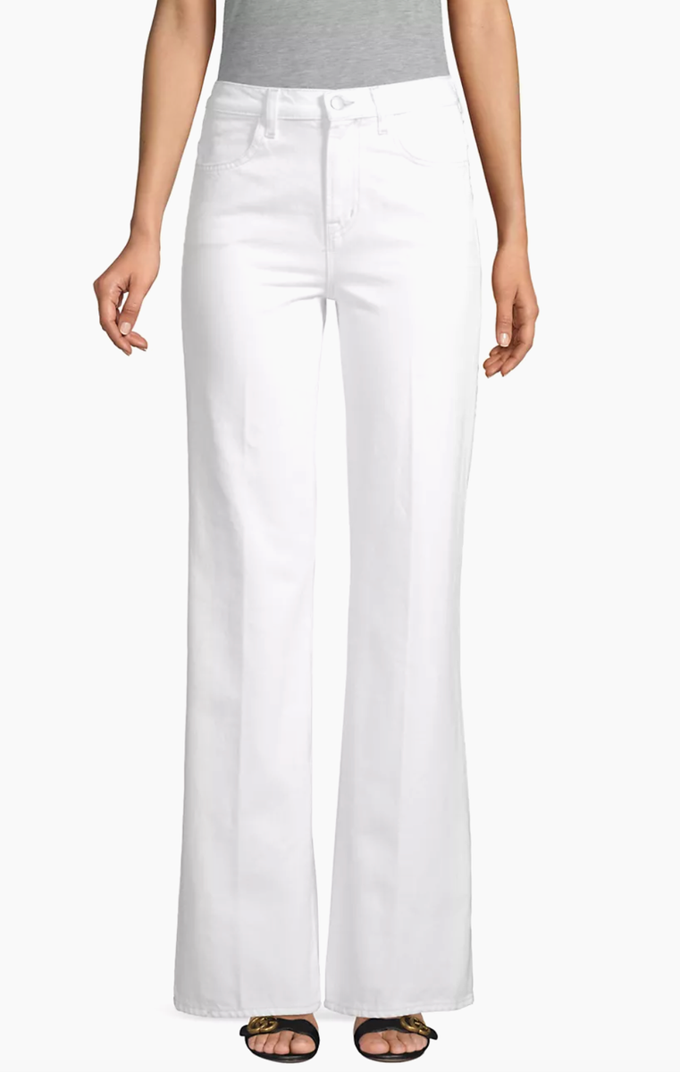 J Brand Joan High Rise Wide Leg White Jeans Flare 100% Cotton Boho