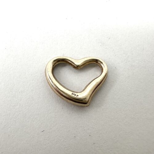 9ct 375 Yellow Gold Pendant - Love Heart - Hollow - 9.5mm - Very Small - Picture 2 of 7