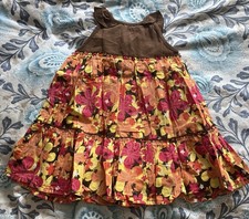 BNWOT Mini Mode Baby Girl Floral Gypsy Style Cotton Dress Pink Brown Peach Lemon