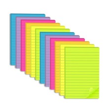 12 Pack Lined Sticky Notes 4x6 in,Bright Large Notepads with Lines