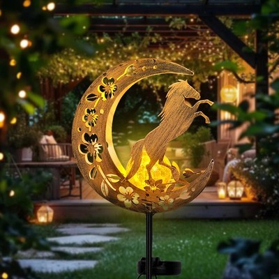 Solar Lights Outdoor Waterproof - Moon & Horse Landscape Lighting, Weatherpro...