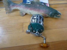 Rare Fishing reel Penn Peerless 9, Green, teal, Salesman copy, needs TLC.
