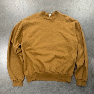 L.A. Apparel mustard brown 14 oz heavy fleece blank crewneck sweatshirt Sz Lg