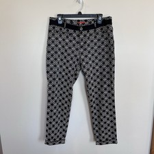 Anthropologie Cartonnier Black Geometric Print Charlie Ankle Trouser Pants 10