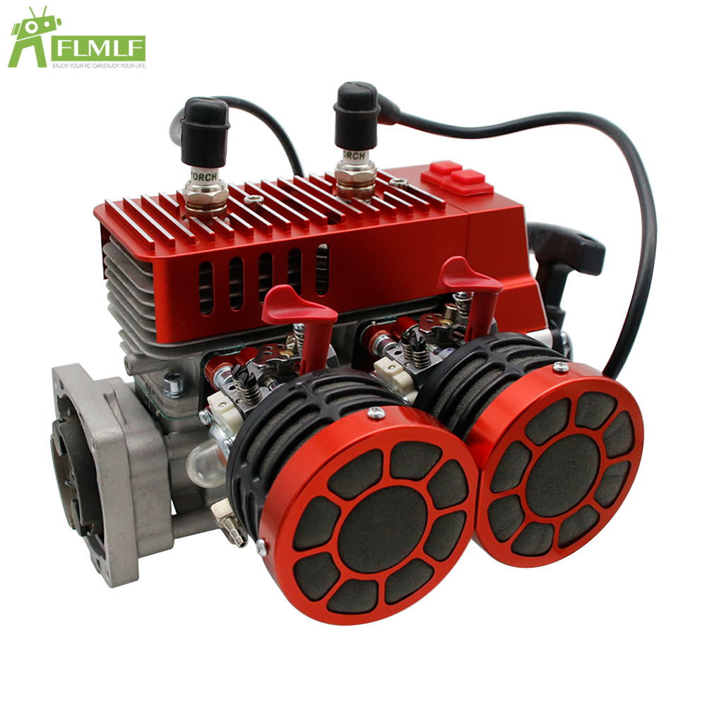 FLMLF 1/5 RC CNC Metal 58CC Two Twin Cylinders Engine for 1/5 Losi