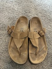 Sandalias Birkenstock Betula Tanga Beige Gamuza Chanclas Talla 38 W7 M5