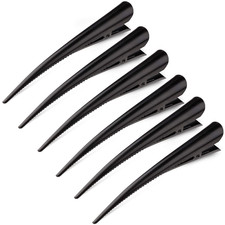 Durable 5-Inch Alligator Hair Clips for Salon Styling - 6 Pack, Black