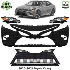Front Bumper Cover Fascia & Lower Grille Kit For 2020-2024 Toyota Camry