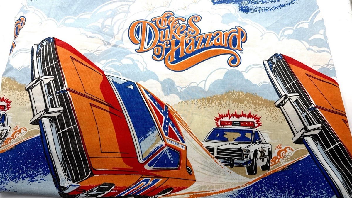 Vintage 1982 Dukes of Hazzard Bed Sheet Esmond Canada General Lee