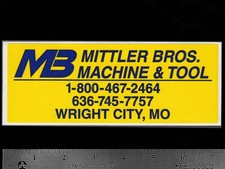 Mittler Bros. Machine Tool Wright City Mo - Orig Vintage Racing Decalsticker