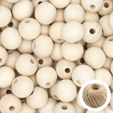 2000Pcs 20Mm Wood Beads Crafts Natural round Unfinished Loose Beads Are Used to