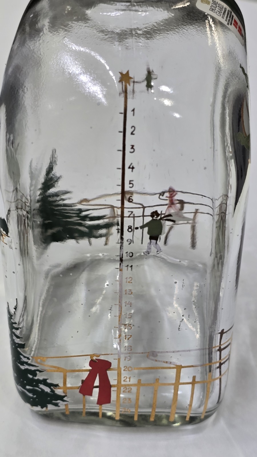 VTG Holmegaard Denmark Glass Bottle #288 Ice Skating Scene Christmas Decanter 