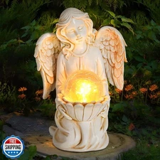 Ovewios Angel Statue Outdoor Decor, Angel Gardening Gifts with So