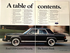 1985 Ford Ltd Crown Victoria Two Page Print Ad Table Of Contents