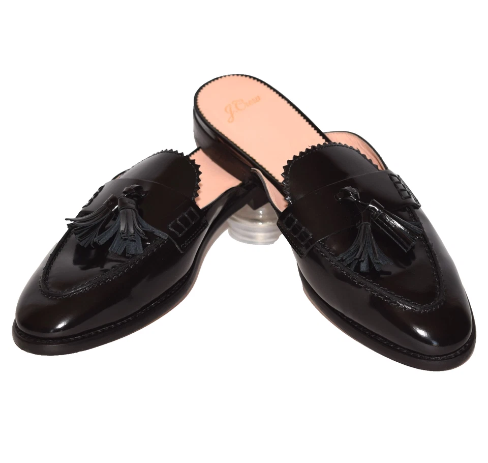 Черные кожаные мокасины J.CREW Backless Academy с кисточками размер 9,5