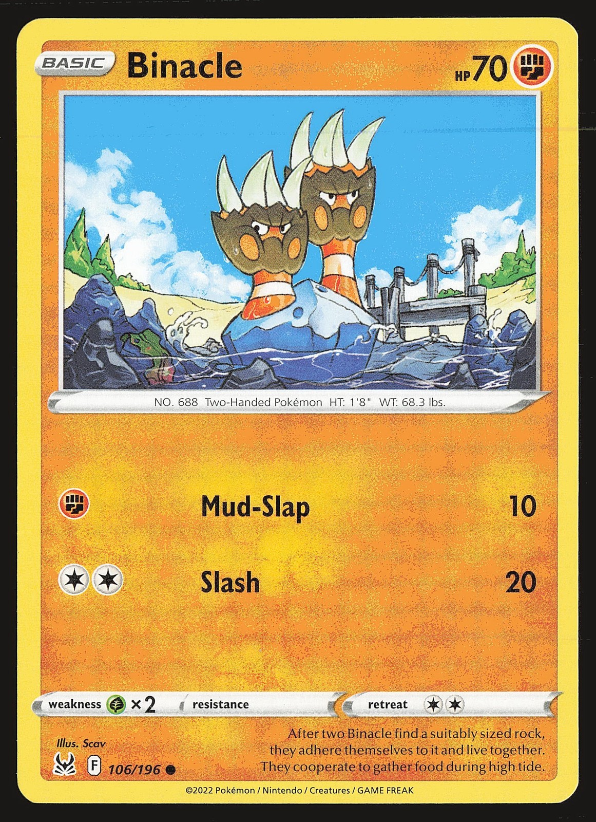 SWSH11: Lost Origin Binacle #106/196 Common Pokemon Card