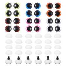 12mm Glitter Moon Safety Eyes, 48 Pcs Colorful Crocheting Safety Eyes, 6 Colors
