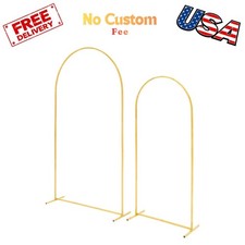 Set of 2 Gold Metal Arch Backdrop Stands, 7.2 ft and 6 ft, Durable and Easy...