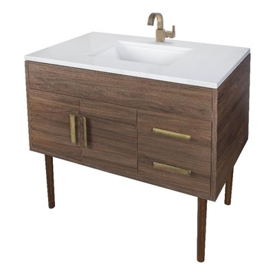 Cutler Kitchen and Bath Garland 36'' Wood/Granite Bathroom Vanity in Brown/White