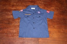 Boy Scouts of America BSA Youth Shirt Blue Small Sewn Patches Short Sleeve