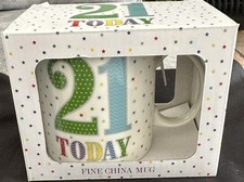 "21 Today" 21st Birthday Fine China Unisex Milestone Keepsake Mug in Presentatio